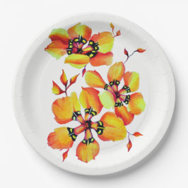 Elegante Orange Blume - Individuelle Anpassung Pappteller