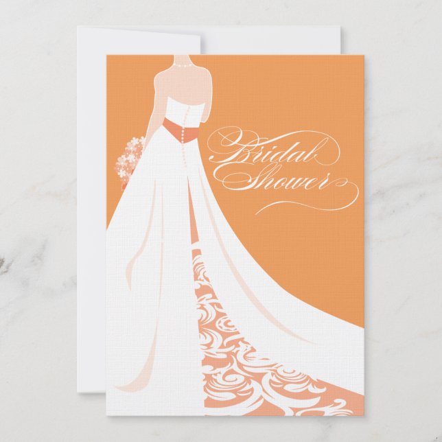 Elegante Orange Bridal Dusche Einladung (Vorderseite)