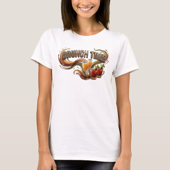 Elegante Orange BRUNCH TIME 3D-Textart T-Shirt (Vorderseite)