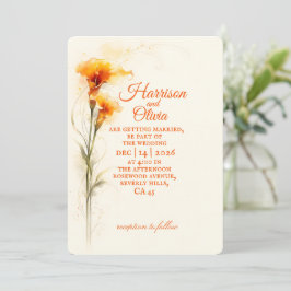 Elegante Orange Calla-Lilie Aquarell Florale Hochz Einladung