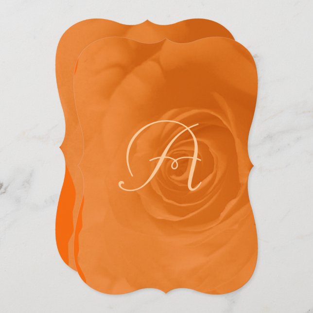 Elegante Orange Coral Rose Hochzeit Einladung (Vorne/Hinten)