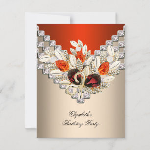 Elegante Orange Cream Coffee Jewel Geburtstagspart Einladung