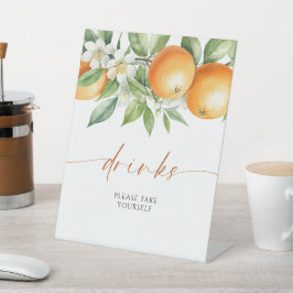 Elegante Orange Floral Drinks Sockelschild