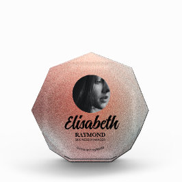 Elegante Orange Foto Blu Block Template