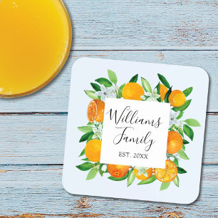 Elegante Orange Früchte und Blume Sommer Blumen Getränkeuntersetzer