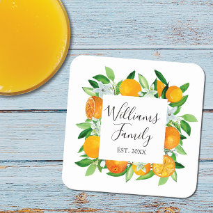 Elegante Orange Früchte und Blume Sommer Blumen Rechteckiger Pappuntersetzer