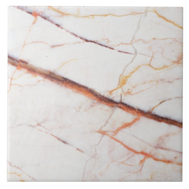 Elegante orange geäderte Natursteintextur Fliese (Vorderseite)