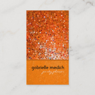 Elegante Orange Glitzer Party Planer Business Card Visitenkarte
