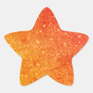 Elegante Orange Glitzer Star Sticker