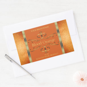 Elegante Orange Gold Produktkennzeichnungen Glitze Rechteckiger Aufkleber