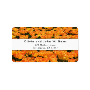 Elegante Orange-Gold-Tulpen-Rücksendeadressetikett Adressaufkleber