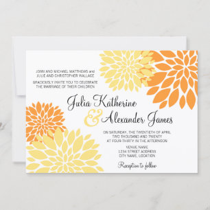 Elegante Orange Light Yellow Floral Burst Wedding Einladung