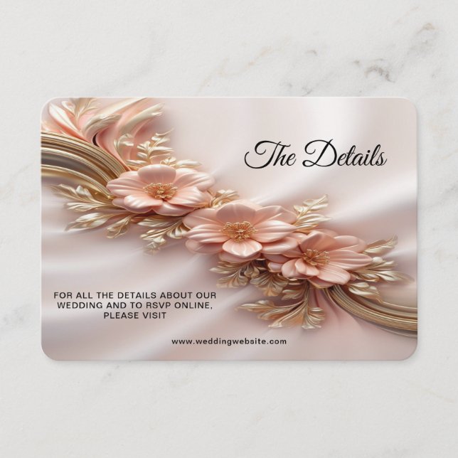 Elegante Orange Peach Floral Detail Umschließkarte Begleitkarte (Vorderseite)