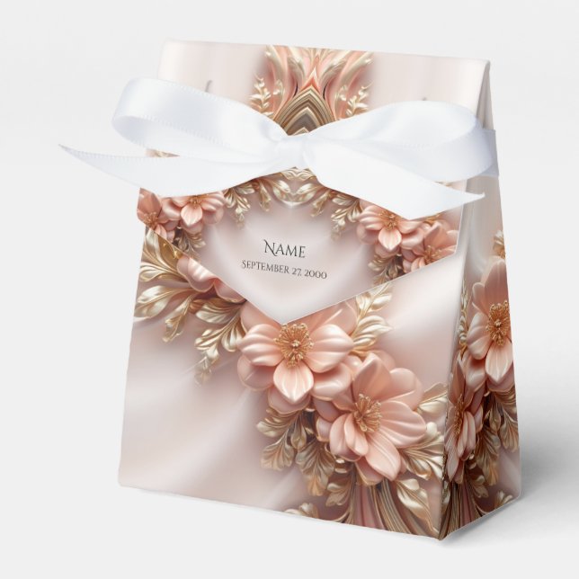 Elegante Orange Peach Floral Gevor Box Geschenkschachtel (Vorderseite)