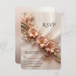 Elegante Orange Peach Floral RSVP Card
