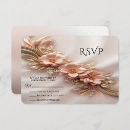 Elegante Orange Peach Floral RSVP Card