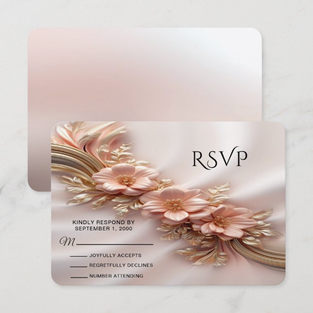 Elegante Orange Peach Floral RSVP Card Karte (Vorne/Hinten)