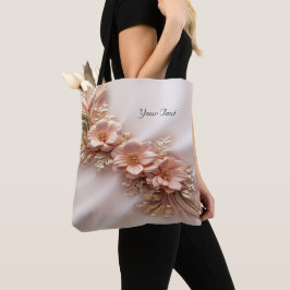 Elegante Orange Peach Floral Tote Bag