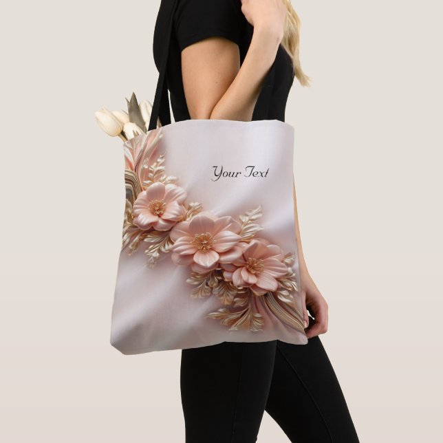 Elegante Orange Peach Floral Tote Bag (Von Nahem)
