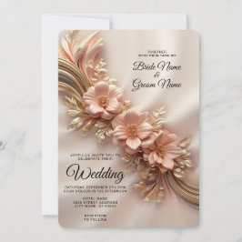 Elegante Orange Peach Floral Wedding Einladung