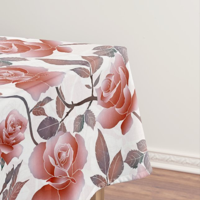 Elegante Orange Peach Rose Blume Tischdecke (Beispiel)