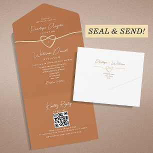 Elegante orange QR-Code-Hochzeit All In One Einladung