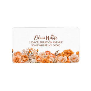 Elegante Orange Rose Floral Rücksendeadressen-Aufk Adressaufkleber