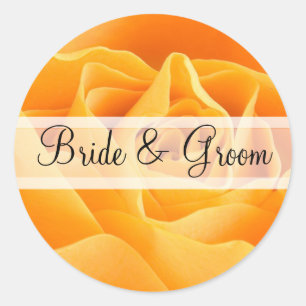 Elegante Orange Rose Wedding Stickers