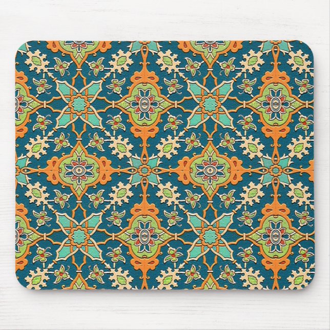 Elegante Orange und Aquamarine Mousepad (Vorne)