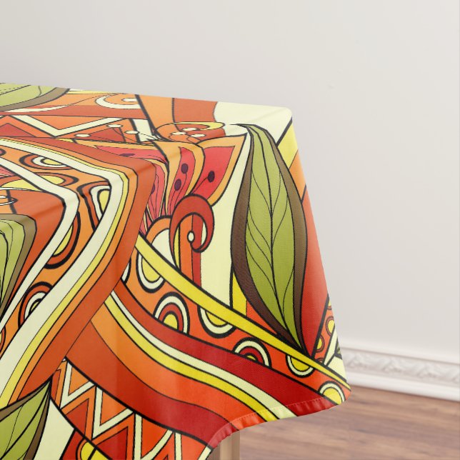 Elegante, orange weiße Blume und wirbeln Tischdecke (Beispiel)