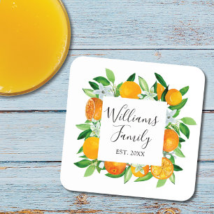 Elegante orangefarbene Früchte und Blumen Sommerbl Getränkeuntersetzer