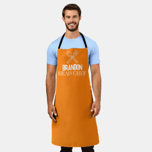 Elegante orangefarbene Koch-Schürze für Männer, mo Schürze