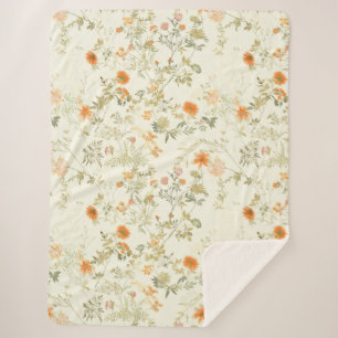 Elegante orangefarbene Wildblumen Aquarell Sherpadecke