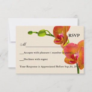 Elegante Orangen-Orchideen Antwort RSVP Karte