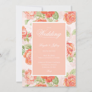 Elegante Orangen Rose Einladung
