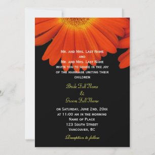 Elegante Orangengerbera-Blume Hochzeit Einladung