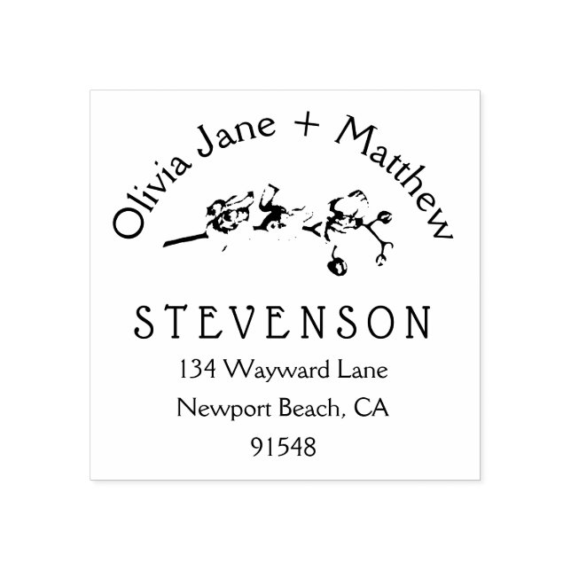 Elegante Orchid Couple Floral Rücksendeadresse Gummistempel (Prägung)