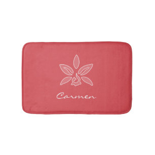 Elegante Orchid einfache Hot Red-Blume mit Namen Badematte