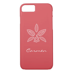 Elegante Orchid einfache Hot Red-Blume mit Namen Case-Mate iPhone Hülle