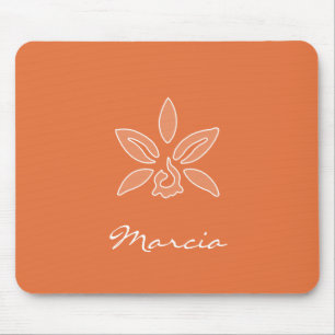 Elegante Orchid einfache, orange Blume mit Namen Mousepad