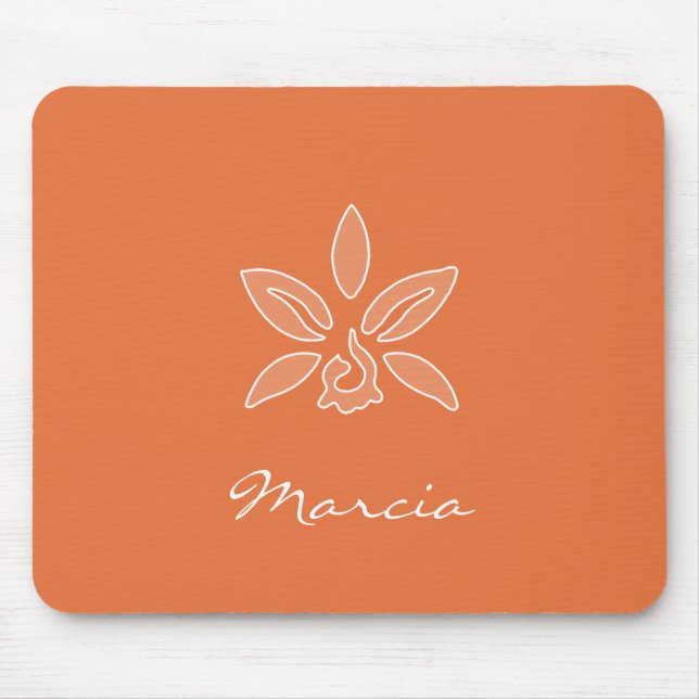 Elegante Orchid einfache, reichhaltige orange Blum Mousepad (Vorne)