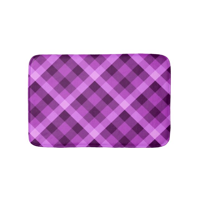 Elegante Orchid Lila Karierte Badematte (Vorderseite)