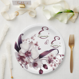 Elegante Orchid Wedding Paper Plate Pappteller