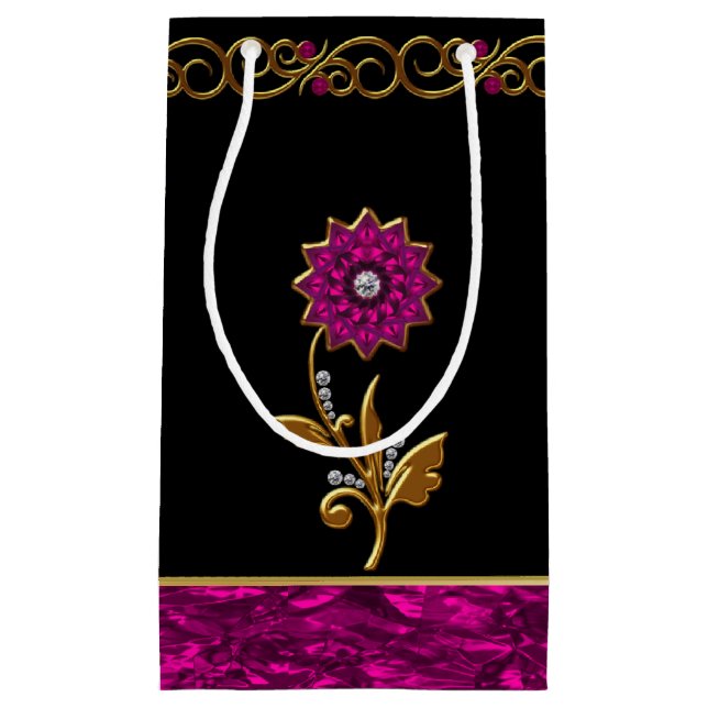 Elegante Orchideen-Blumen-Juwel-Geschenk-Tasche Kleine Geschenktüte (Vorderseite)