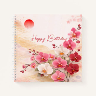 Elegante Orchideen-Geburtstagsfeier Notizbuch