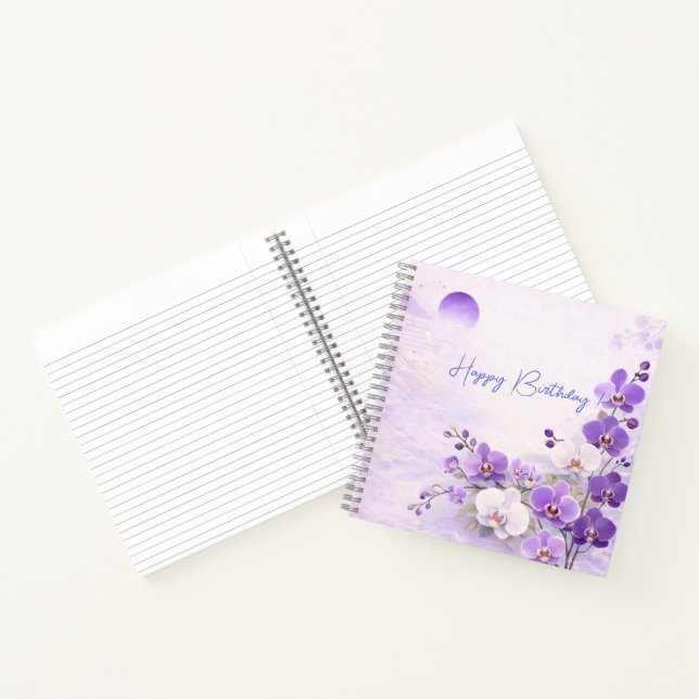 Elegante Orchideen-Geburtstagsfeier Notizbuch (Innenseite)