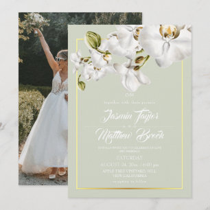 Elegante Orchideen-Hochzeit mit Aquarell Einladung