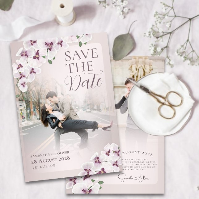 Elegante Orchideen-Hochzeit Save the Date  (Von Creator hochgeladen)