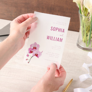 Elegante Orchideen-Hochzeitseinladung in Rosa