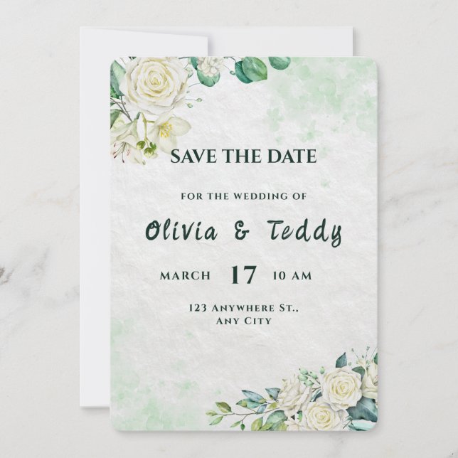 Elegante organische moderne Hochzeit - Termin vorm Save The Date (Vorderseite)